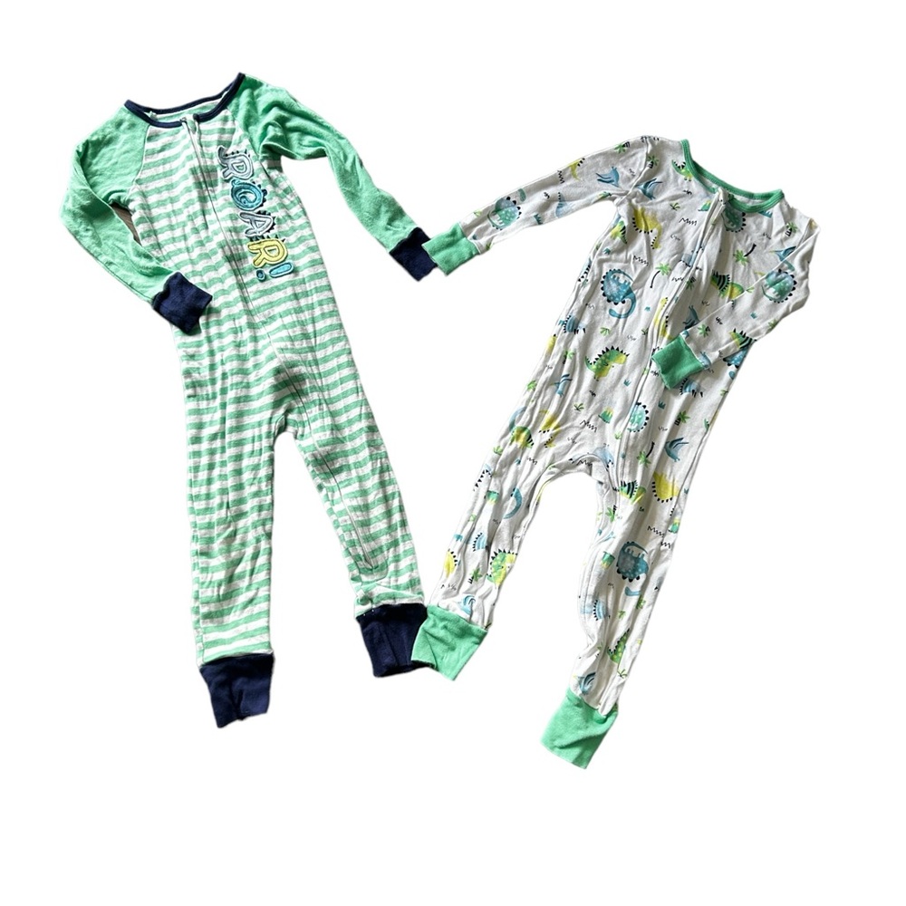 Kids Headquarters Dinosaur Zip Up Footed Pajama set.